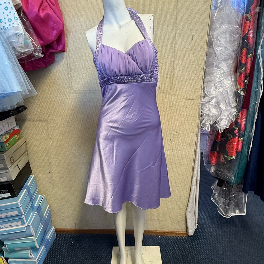Halter-Style Lavender Mini Dress